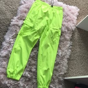 Neon green utility joggers